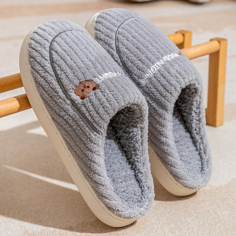 Lidani cotton slippers women's home indoor warm floor non-slip silent couple furry slippers men's wholesale