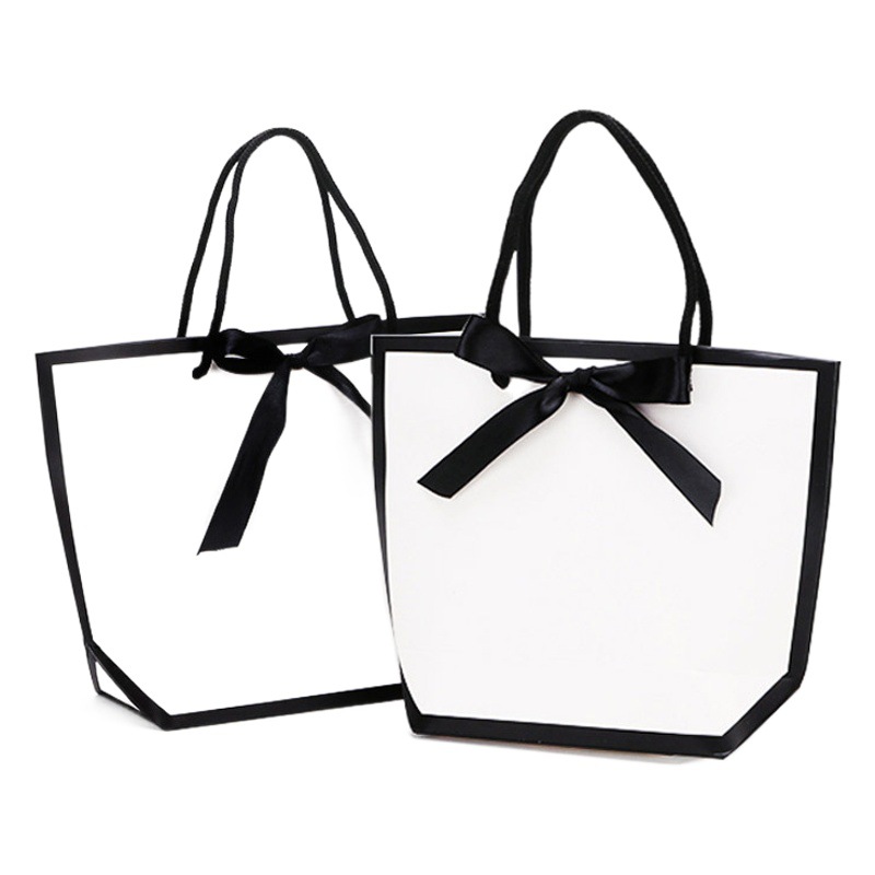 Clothing store handbag gift packaging bag spot simple ins solid color shopping bag pink high-grade paper bag