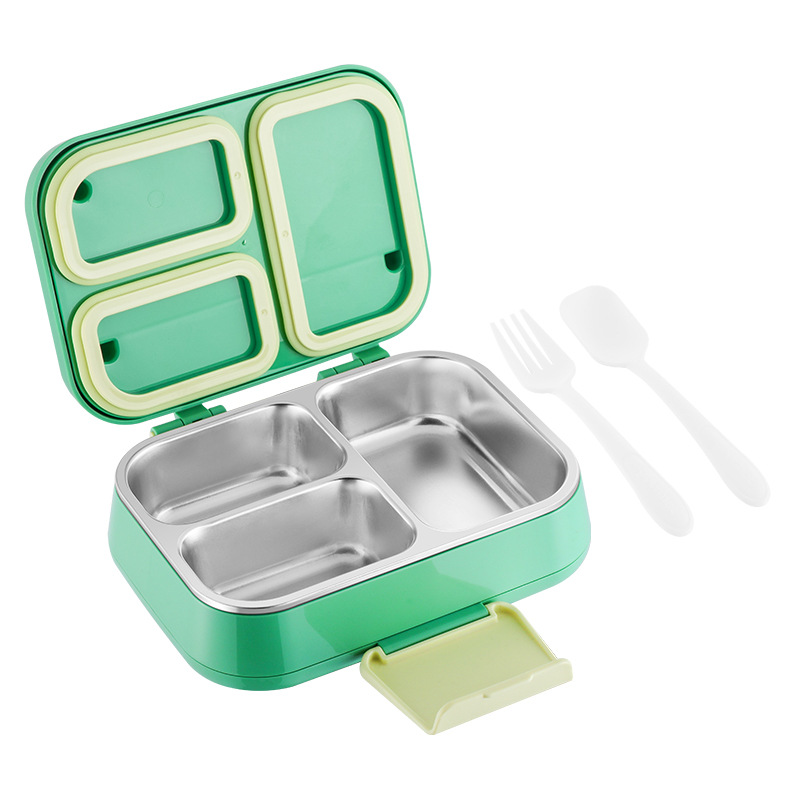 Picture of Qijia Cross-Border Amazon 304 Stainless Steel Insulated Lunch Box for Kidsren and Students 3-Compartment Lunch Box Adult Sealed Lunch Box