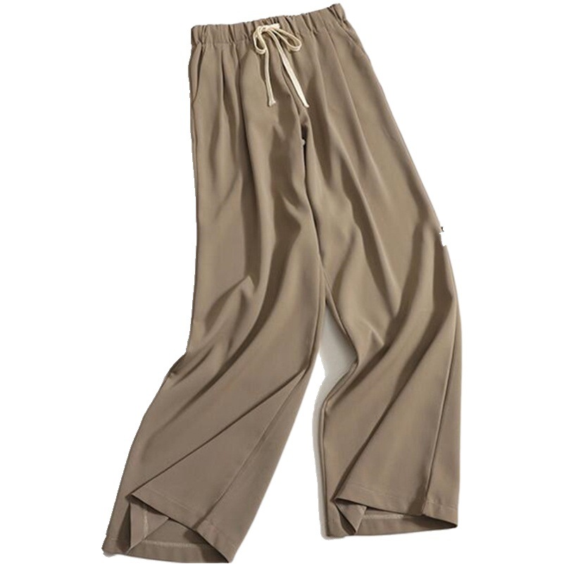 High-grade Narrow Ice Silk Suit Wide-leg Pants Women's Spring and Summer Loose Vertical Straight plus size Casual Pants Autumn and Winter