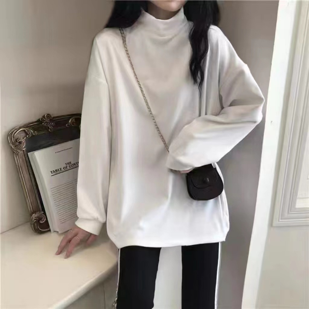 280g double-sided velvet bottoming shirt women's autumn and winter loose plus size fleece-lined long sleeve T-shirt padded warm jacket