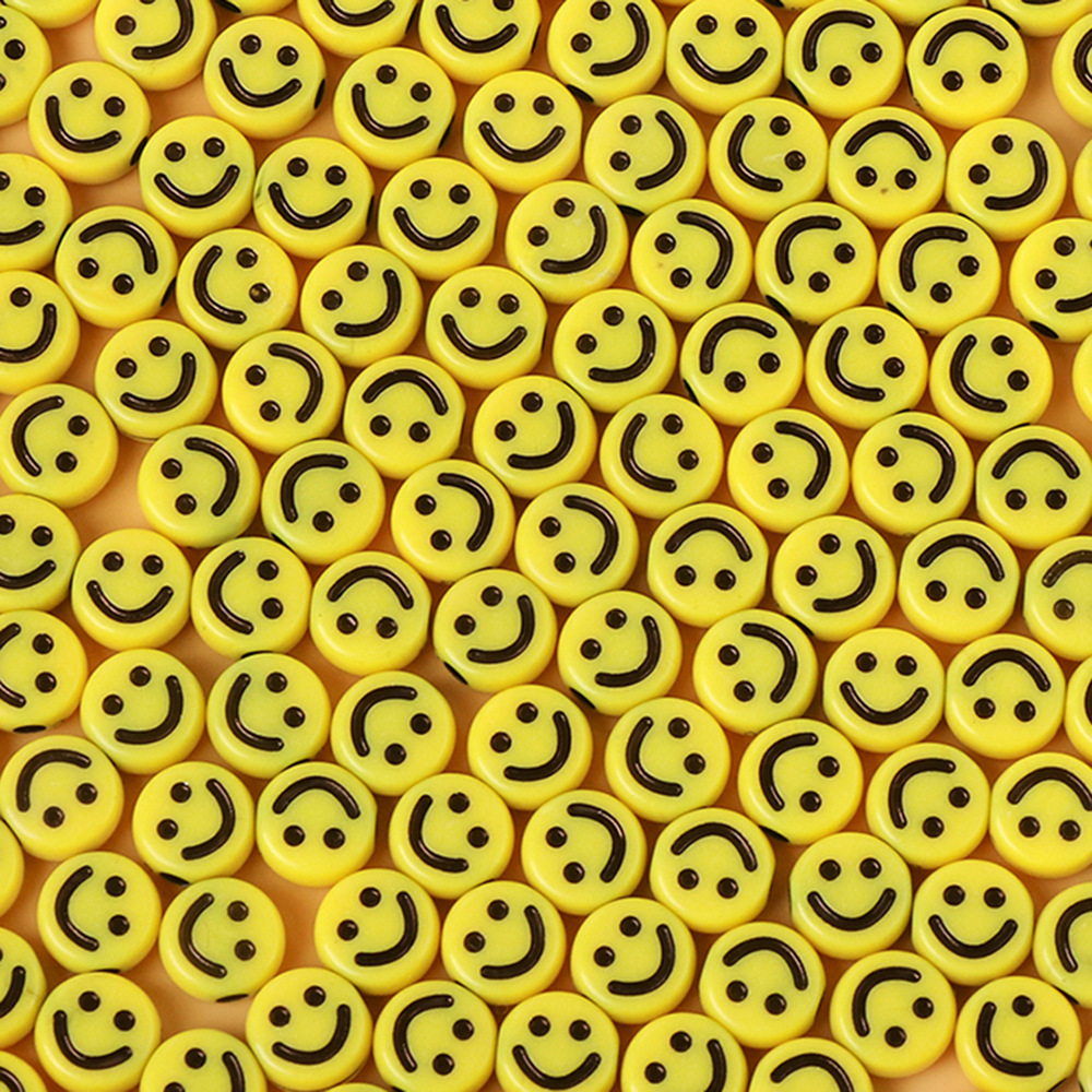 Picture of Jewelry accessories acrylic smiley face colorful multicolor smiley face loose beads beaded handmade diy material bracelet necklace