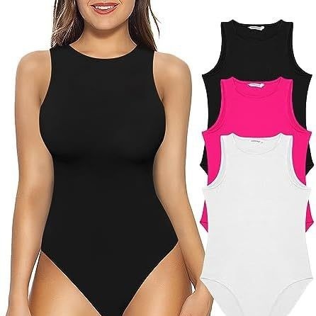 2024 European and American cross-border foreign trade Amazon hot sale New sexy round neck tight sleeveless vest one-piece three-piece suit