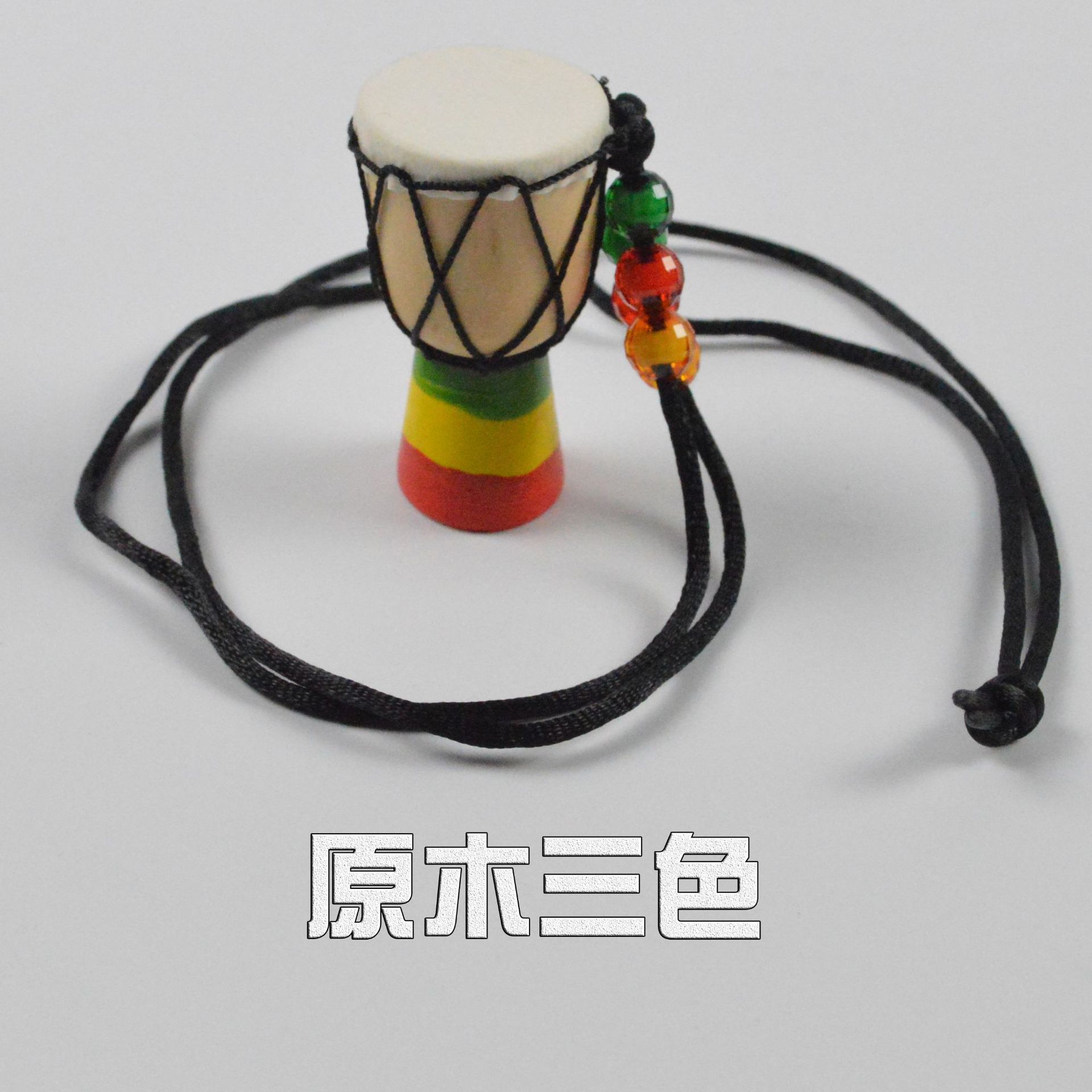 Picture of African Drum Pendant African Tambourine Necklace Jewelry Travel Gift Souvenir Solid Wood Handmade Sheepskin Sewing
