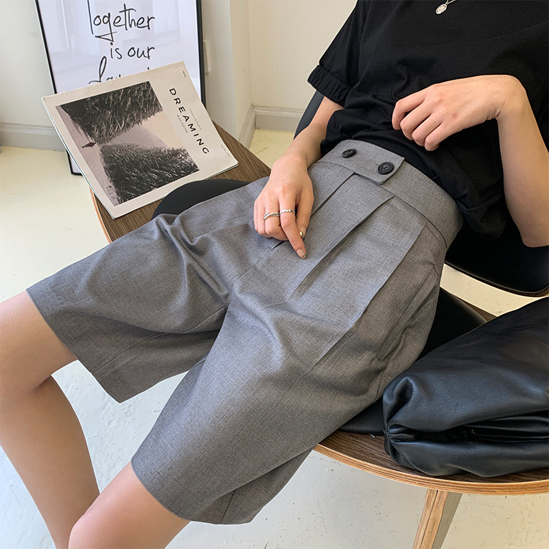 Western-style High-end Casual Five-point Suit Pants Women's 2025 Spring and Summer New High Waist Straight Small Wide-leg Shorts