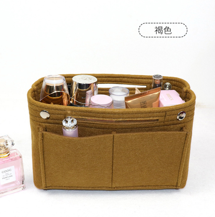 Picture of Factory wholesale felt cosmetic bag multi-functional Women's Travel liner bag large capacity felt snap storage bag