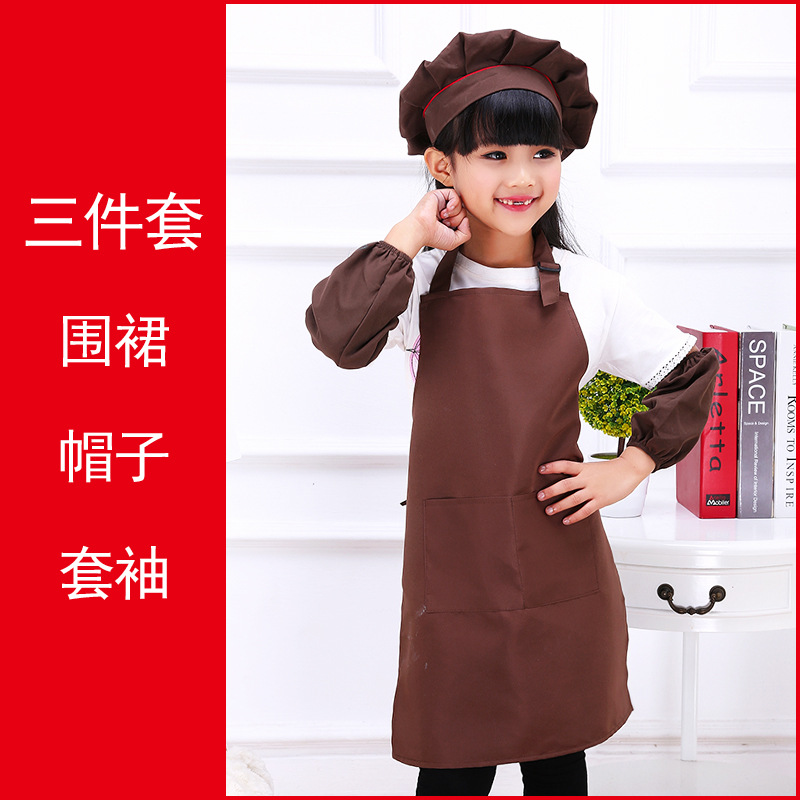 Picture of Children's apron three-piece custom kindergarten art museum children's painting clothes advertising apron printing custom LOGO