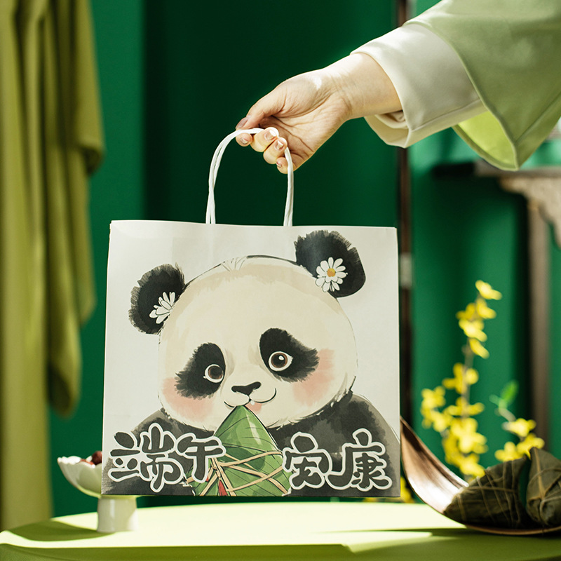 New Chinese Style Dragon Boat Festival Gift Bag Packaging Bag Handbag Cultural and Creative Rice Dumpling Gift Bag Paper Bag Empty Box Ready for Customization