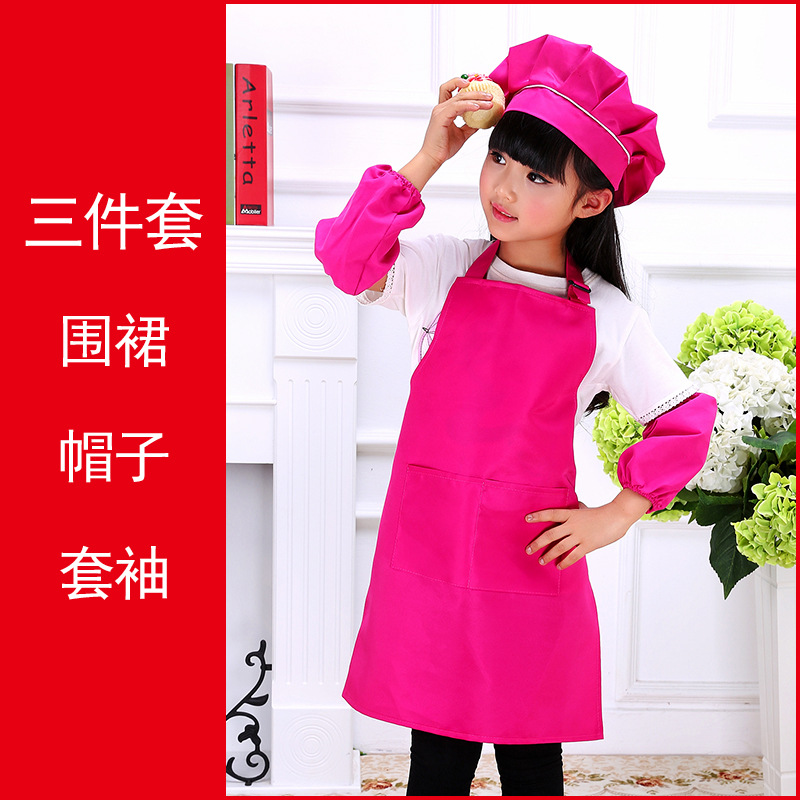 Picture of Children's apron three-piece custom kindergarten art museum children's painting clothes advertising apron printing custom LOGO