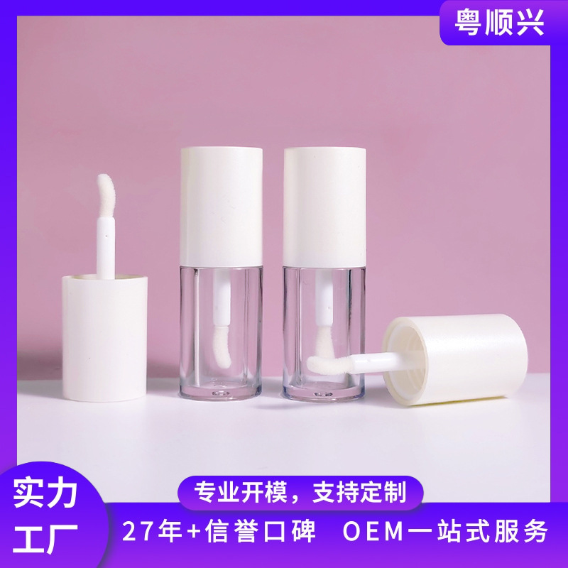 Spot Large Diameter 4ml Round Pearlescent White Spoon Brush Lip Glaze Tube Small Chunky Transparent Bottle Spoon Brush Head Lip Gloss Tube