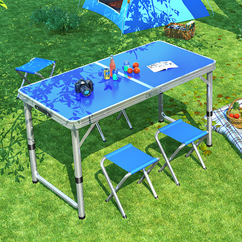 Outdoor Folding Table Night Market Stall Push Portable Small Table Trunk Camping Aluminum Alloy Folding Dining Table and Chair