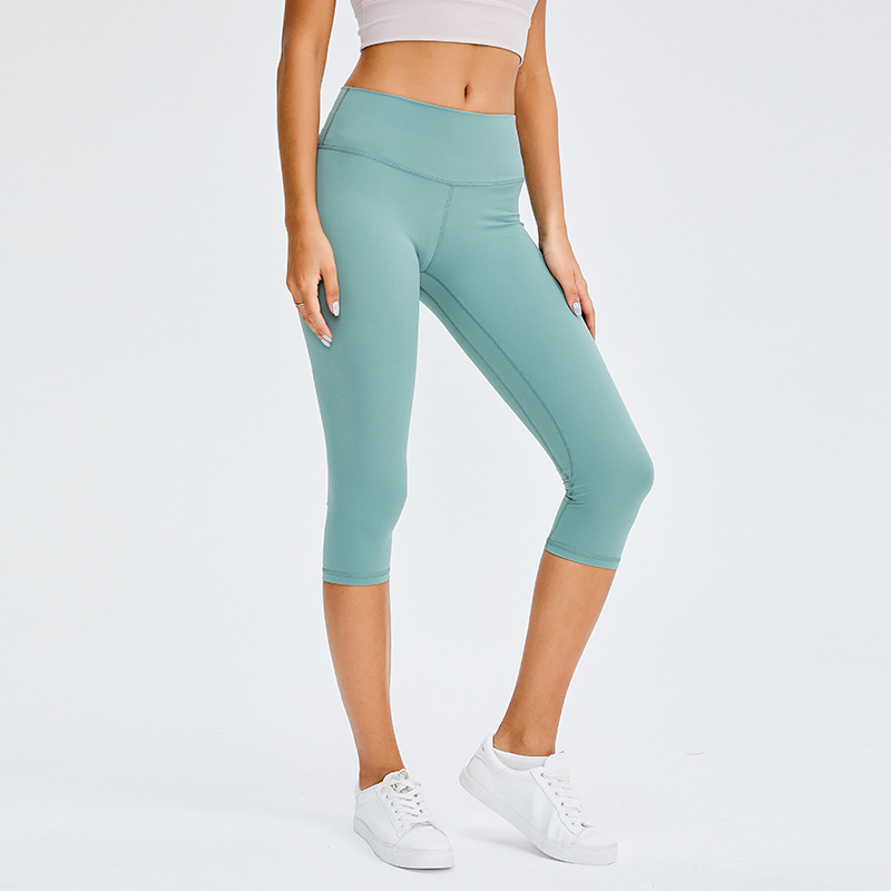 Summer New Style Nude Yoga Cropped Pants Running Sports Fitness Pants Elastic Tight High Waist Yoga Pants for Women