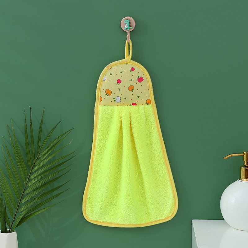 Picture of Coral Velvet Hand Towel Can Be Hung in the Kitchen, Thickened Cleaning Towel, Gift Advertising Towel