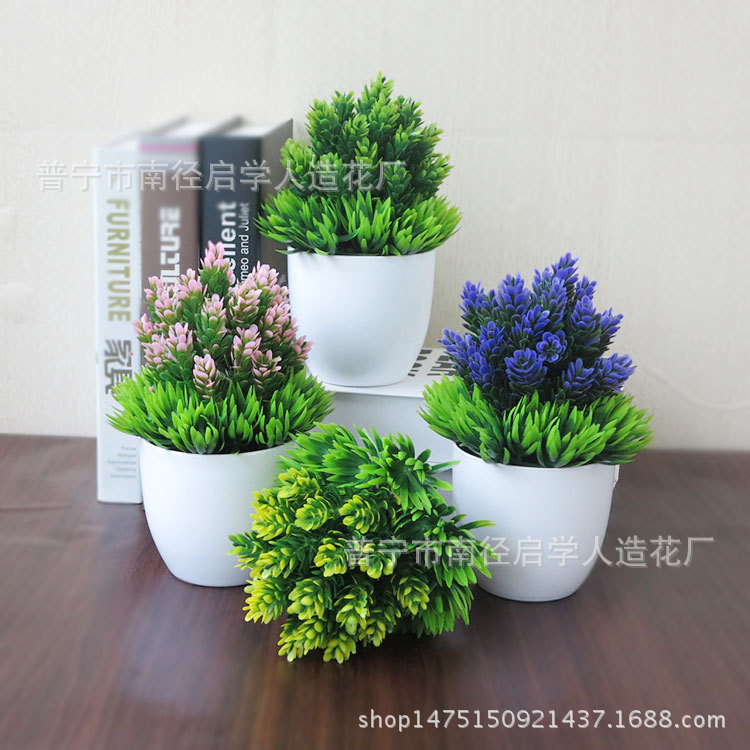 Simulated Plants Potted Green Plants Home Decoration Small Ornaments Plastic Flower Pots Small Desktop Simulated Flower Bonsai