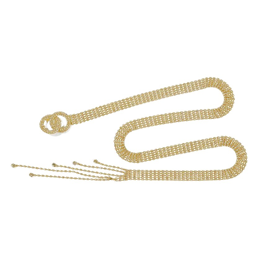 Foreign Trade Cross-border Women's Belt Rhinestone Inlaid Full Diamond Decorative Belt Women's Casual Decorative Skirt Diamond Belt Tassel