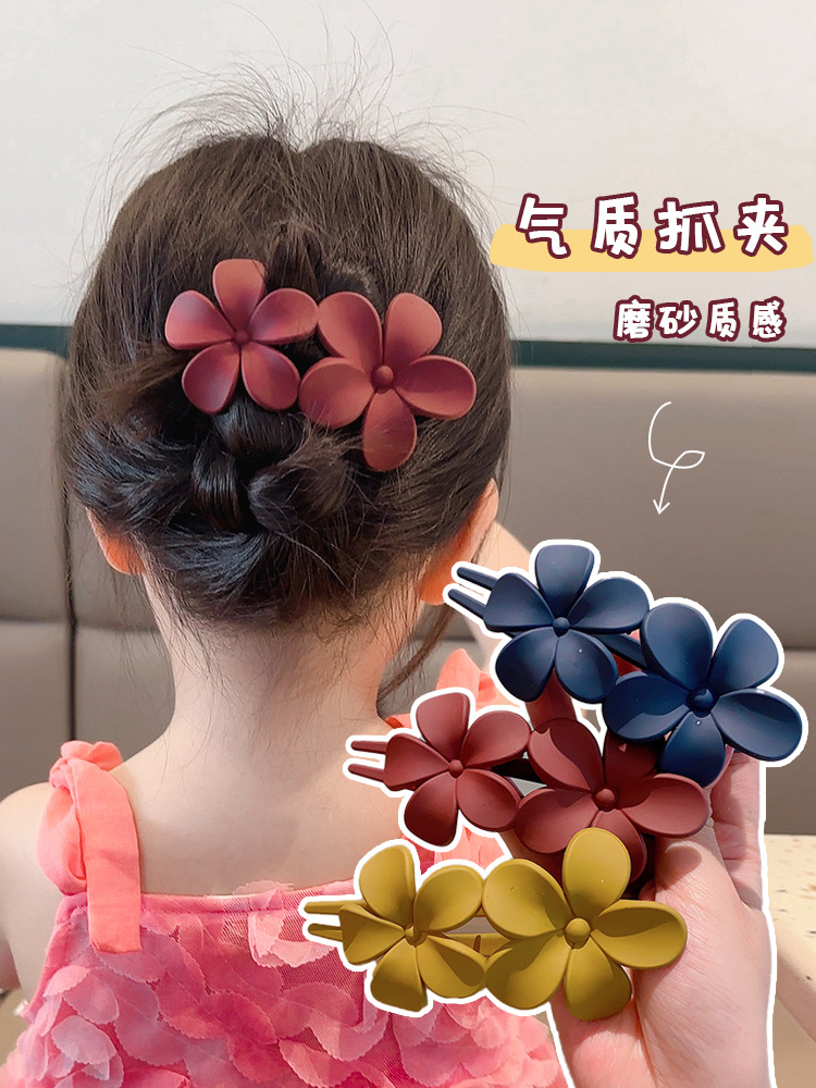 Children's Korean-style new flower clip girls' high-grade back head Headdress Ball head hairpin little girl plate hairpin