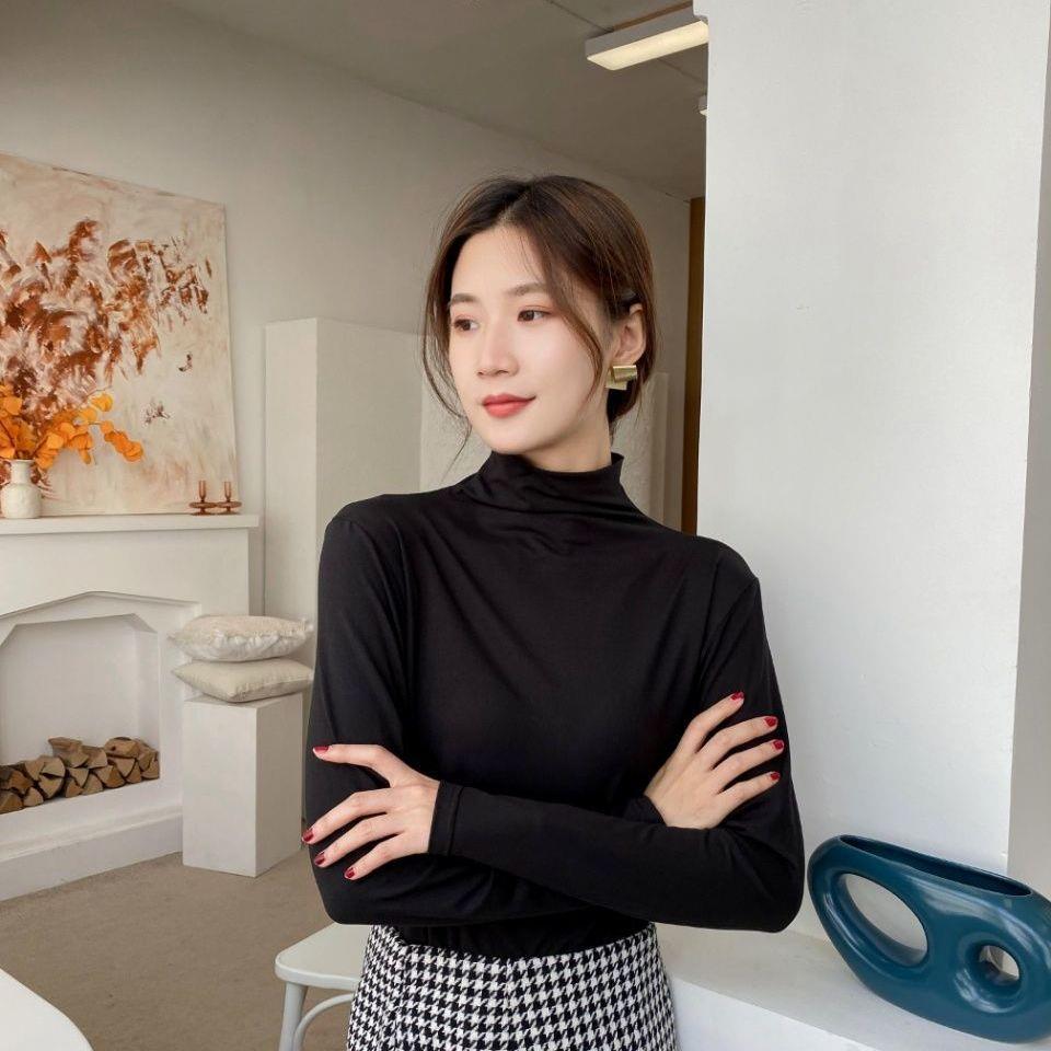 2025 Autumn and Winter New Super Soft 5D Mask Clothing Women's Slim Top Half Turtle Collar Solid Color Easiest for Match Slimming