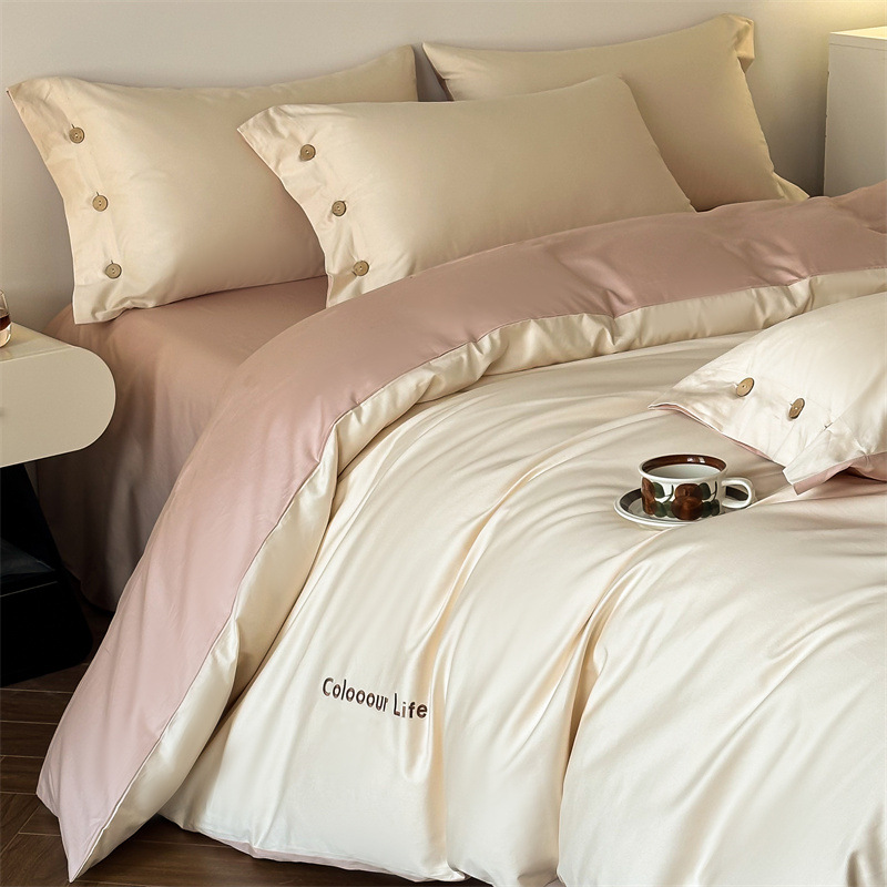 120 Xinjiang Long-staple Cotton Four-piece Set Light Luxury High-grade Pure Cotton Bed Sheet Quilt Cover Satin Cotton Bedding 4