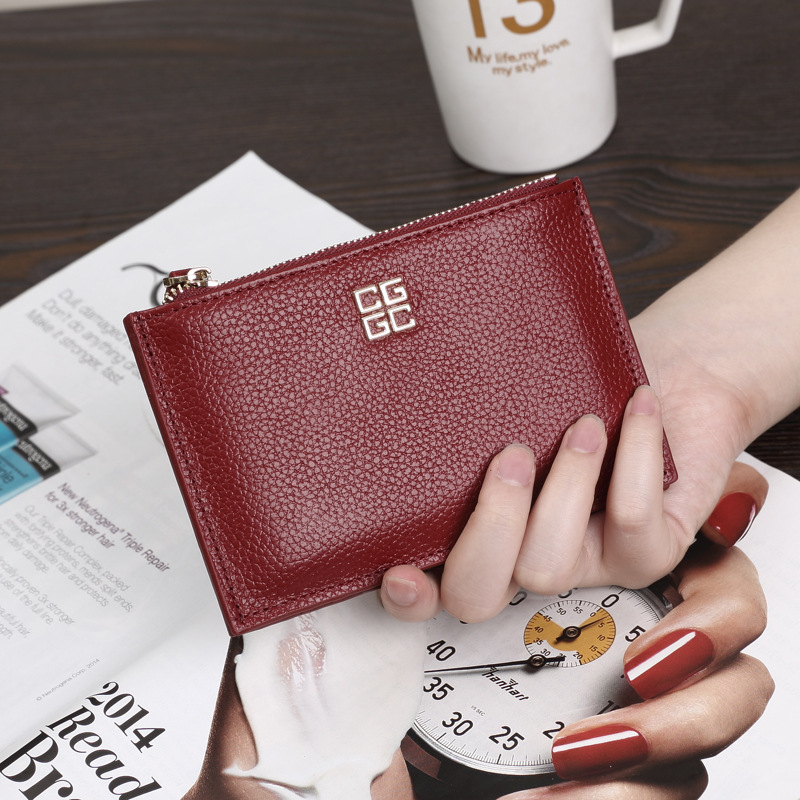 Picture of Vintage All-match Wallet Women's 2024 New First Layer Cowhide Card Holder Two-in-one Thin Multi-card Zipper ID Holder