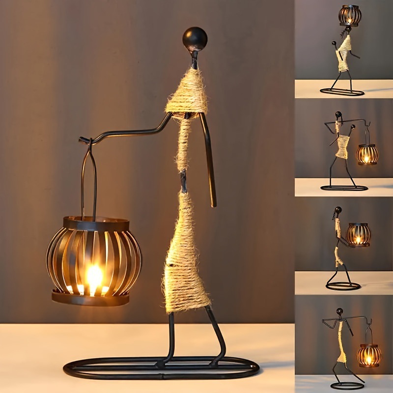 Picture of Cross-border Iron Candlestick Decoration Ornaments European Restaurant Dining Table Atmosphere Lamp Candlestick Home Metal Crafts