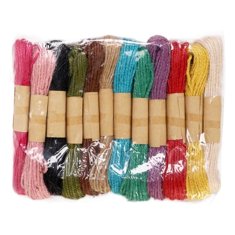 Price of 12 Pieces of 2Mm*10M Colored Jute Rope for DIY Handmade Vintage-Style Photo Clips