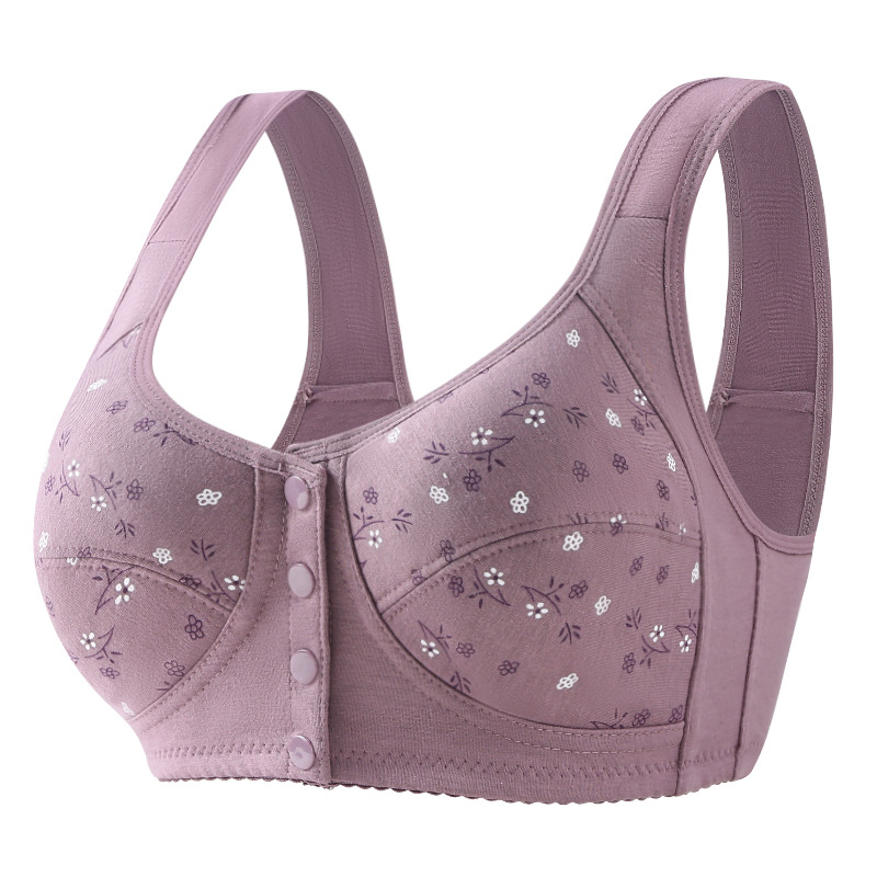 Picture of New Printed Front Button Underwear for Women, Soft Cotton Vest, Middle-Aged and Elderly Bra, Large Size Non-Wired Underwear for Women