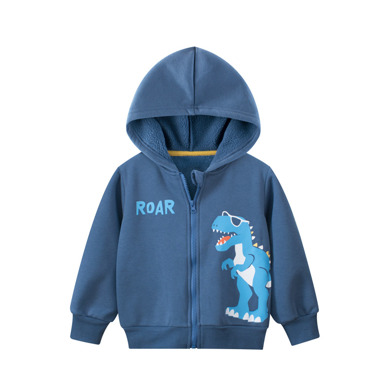 Picture of 27kids cross-border children's clothing live supply children's coat fleece-lined autumn and winter zipper shirt baby boys' clothes hooded