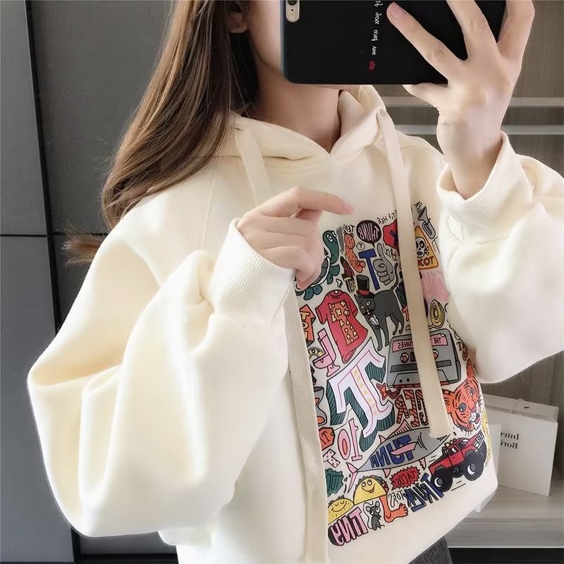 Girls' Spring and Autumn Sweatshirt 2024 New Korean Style Online Popular Foreign Style Children's Hooded Long Sleeve Fashionable Top Clothes for Middle and Big Children