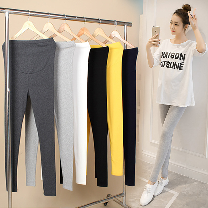Pregnant women's leggings Spring and Autumn new all-match belly support outer wear slim slimming cropped pants adjustable belly support pants for women