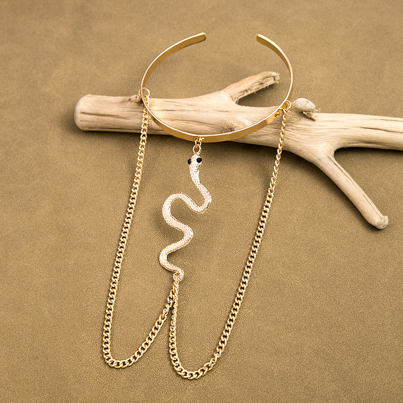 Picture of Metal Wind Arm Ring Simple Long Tassel Snake Distinctive Chain Diamond Jewelry Light Luxury High-end Ring Bracelet