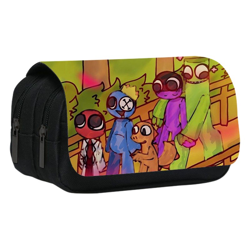 Wholesale game perimeter Rainbow Friends double-layer pencil case Rainbow Friends printed large capacity stationery bag