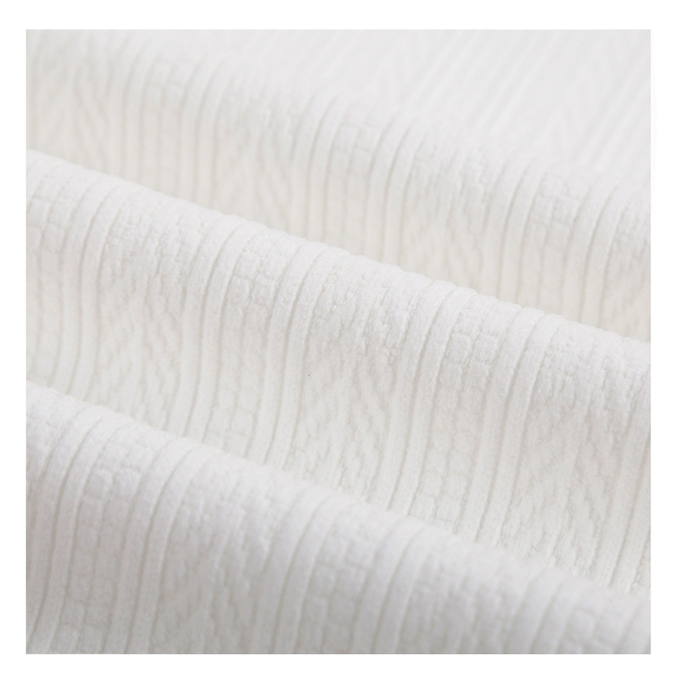 European cotton velvet jacquard thick needle knitted cloth vertical stripe wheat ear jacquard cloth children's clothing fabric coat fabric soft feel