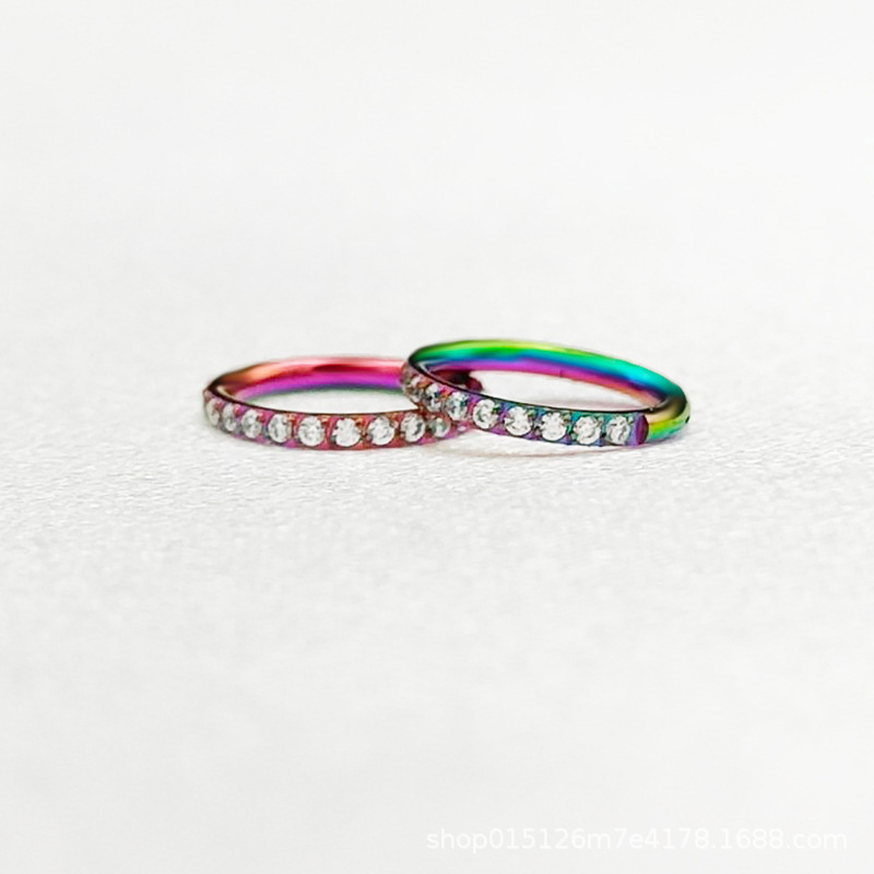 Picture of Europe and the United States cross-border multicolored aperture puncture jewelry simple fashion personality nose ring earrings side zircon nose ring puncture