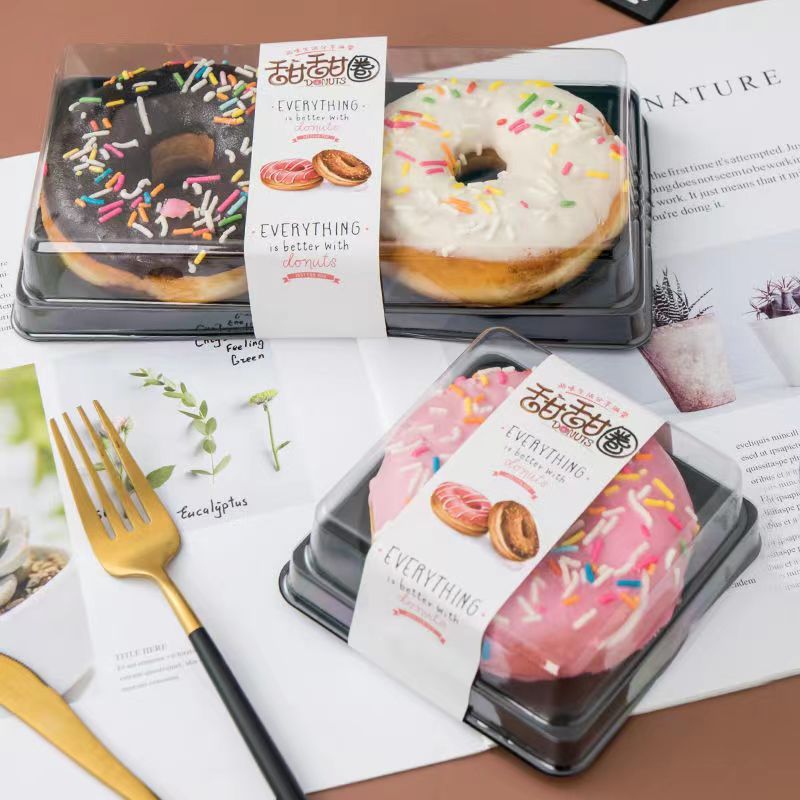 Large Donut Packaging Box Thickened Transparent Blister Box Durian Crisp Box West Point Dessert Baking Packaging Box