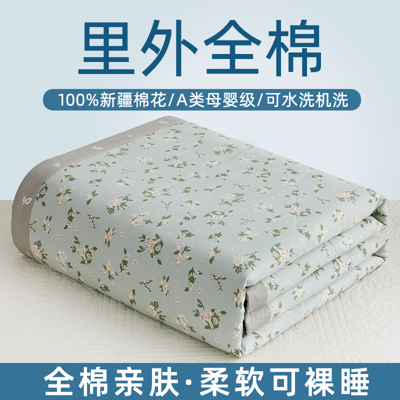 Picture of Machine washable Class A Mother and Child Pure Cotton Summer Cool Quilt Cotton Air-conditioning Quilt Children's Pure Cotton Summer Quilt Cartoon Thin Quilt Core 1