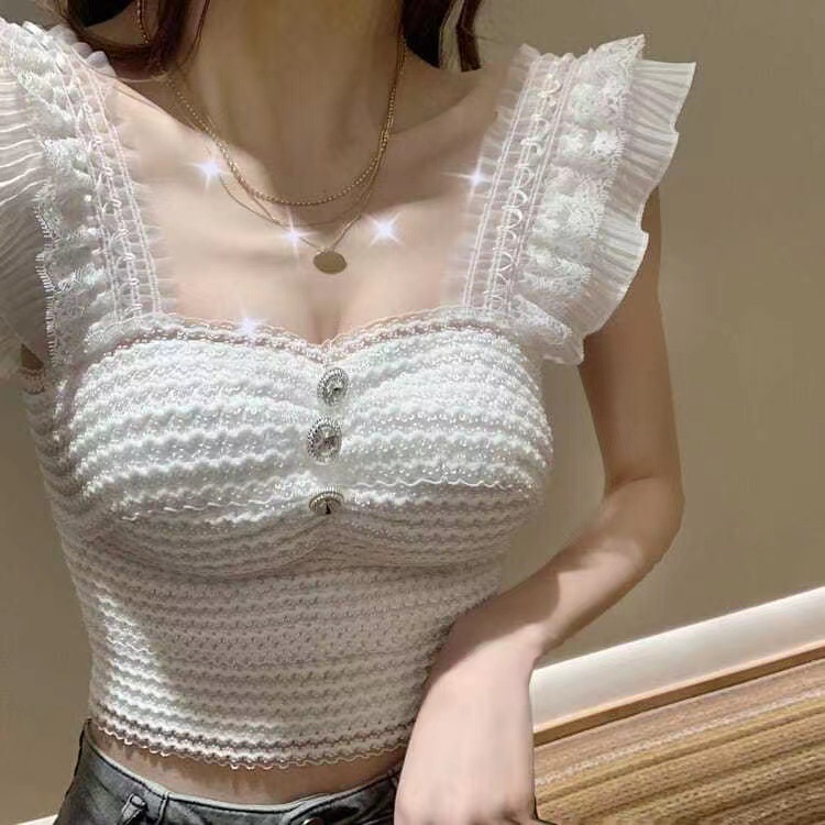 White Camisole Women's 2023 Summer New Design Niche Elegant Short Base Top