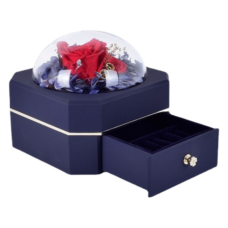 Chinese Valentine's Day Rose Eternal Flower Drawer Jewelry Flower Box Jewelry Ring Pendant Box Jewelry Box Storage Box