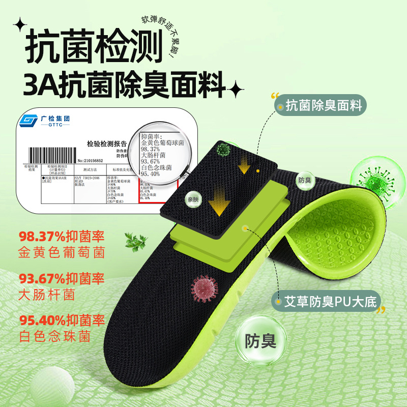 Picture of Antibacterial shit feeling long standing soft thickened arch support high elastic sports shock absorption sweat absorption deodorant breathable insoles wholesale