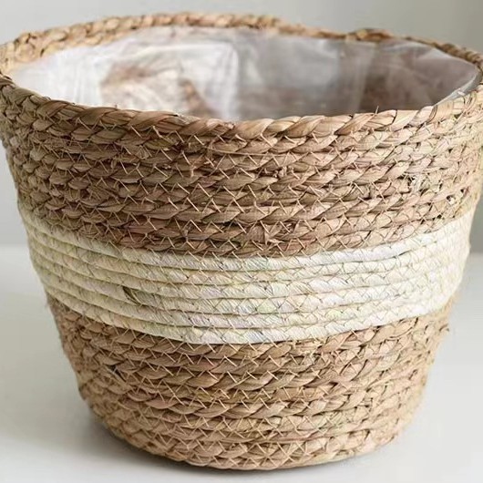 Picture of Cross-border Hot Sale Straw Rattan Flower Basket Creative Home Woven Basket Balcony Living Room Decoration Green Plant Potted Flower Pot