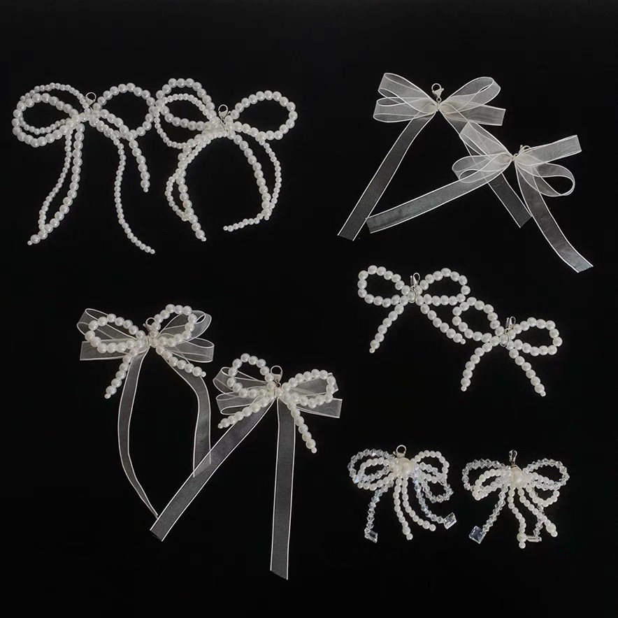 Hyun-a Hyun With silver Pearl Shoe Buckle Fashion All-match sneaker Decoration Bow Beaded Shoe Flower Accessories
