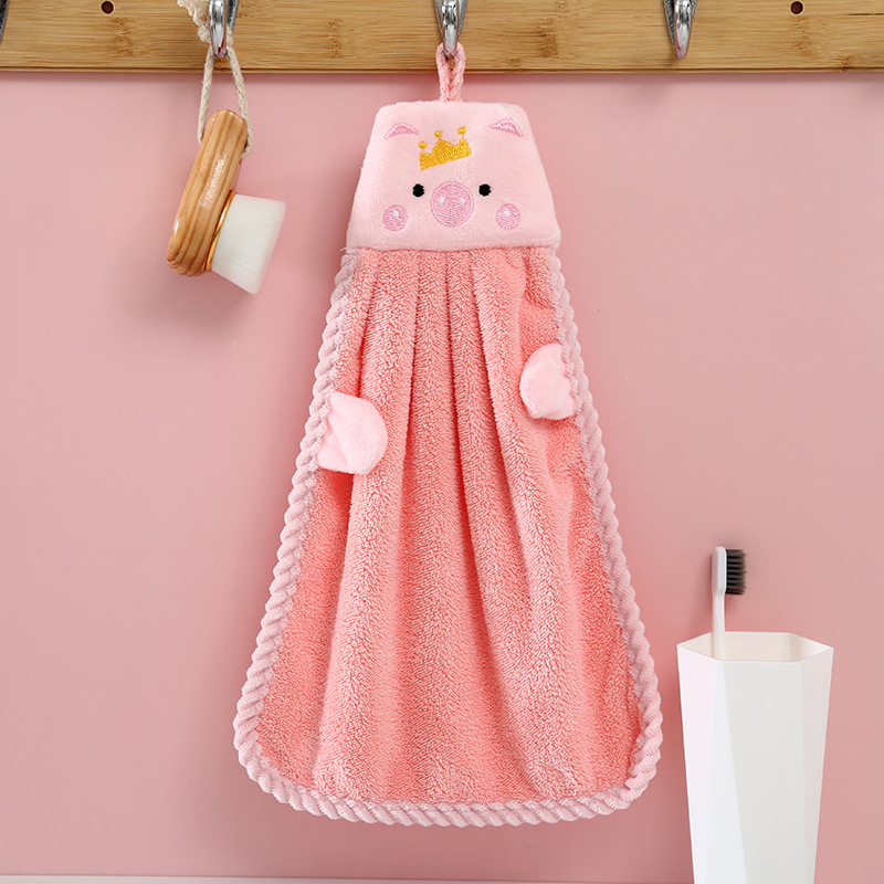 Picture of Hand towel cute hanging coral fleece household absorbent kitchen bathroom children cartoon hand towel factory wholesale