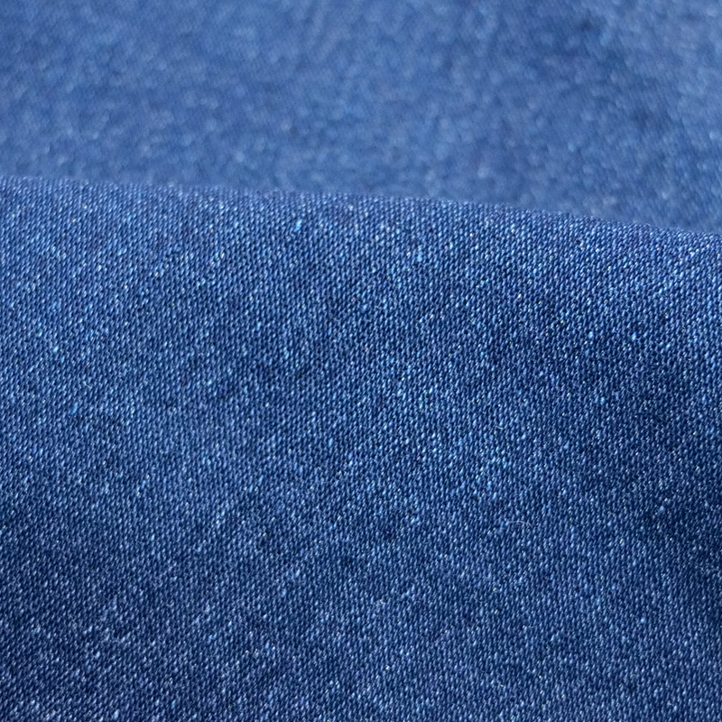 Picture of Stretch Woven Denim Washed Towel Bottom Fabric Imitation Knitted Denim Black Surface White Bottom 7.2oz Plain Fried Snowflake