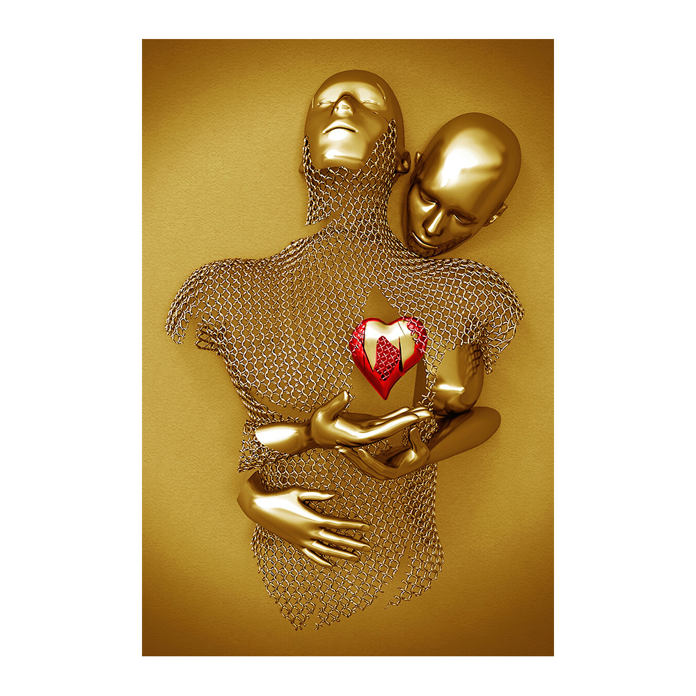 Picture of Scandinavian Home Decoration Canvas Painting Metal Character Statue Poster Hanging Painting Wall Frameless Painting Core Creative Metal