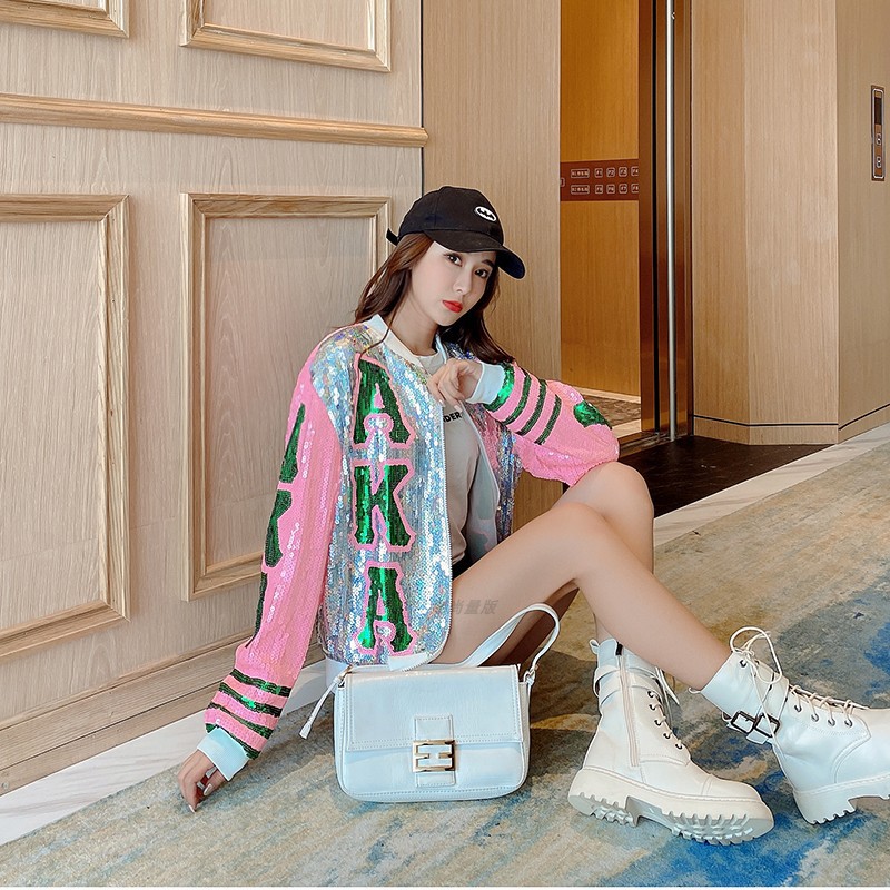 2025 New Fashion Brand Letter AKA Autumn and Winter Long Sleeve Zipper Cardigan Baseball Suit Short Coat Top Women