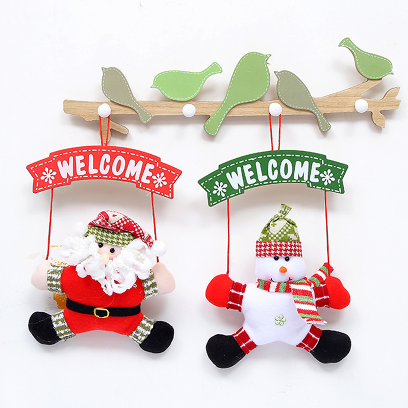 Hong Kong Love Cross-Border Christmas Decorations Cute Christmas Tree Three-Dimensional Pendant Door Sign Santa Claus Snowman Wooden