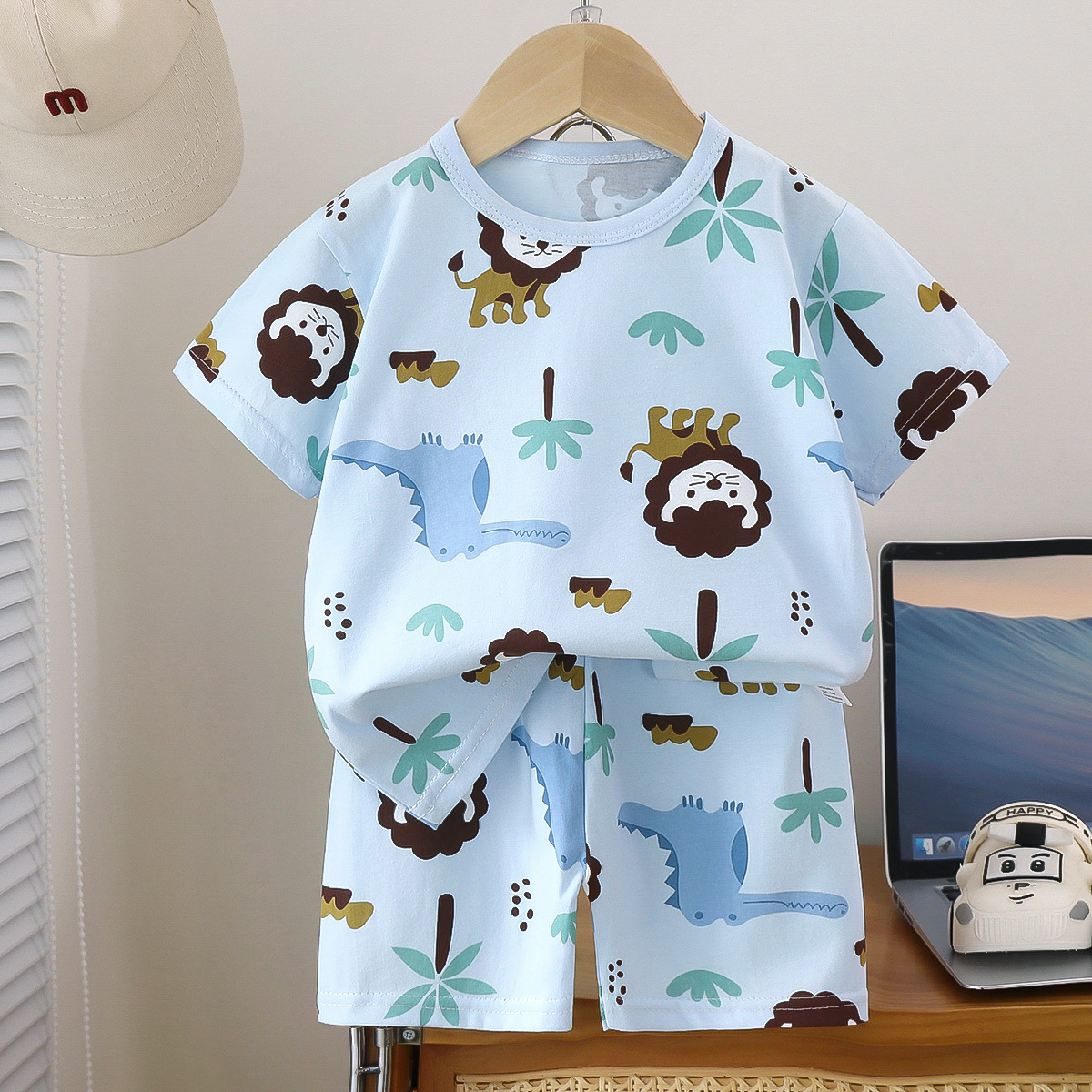 Picture of Children's Short-Sleeved Suit Pure Cotton Summer New Baby Boy Summer T-Shirt Girl Clothing Thin Kidsren's Clothing Carefully Selected