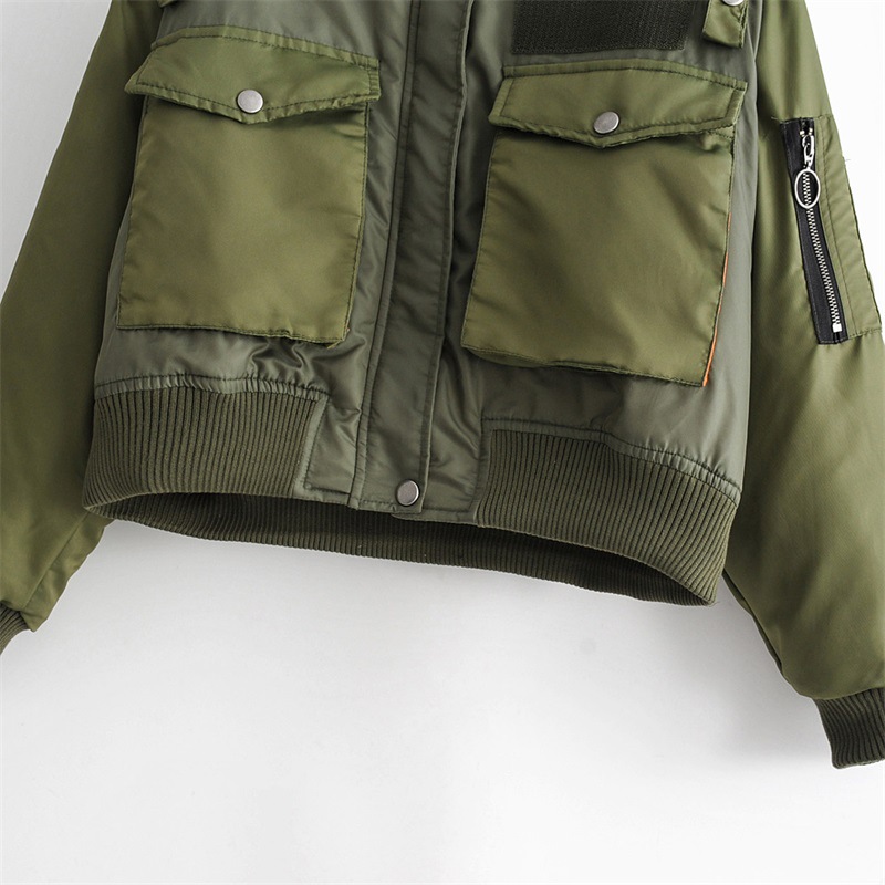 Picture of 2021 Autumn New Amazon European and American Clothing Wholesale Military Green Flight Jacket Style Short Cotton Jacket
