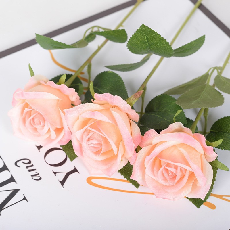 Picture of Simulated Rose Single Stem Silk Cloth Artificial Flower Wedding Home Auditorium Decoration Bouquet Wholesale Wedding Arrangement