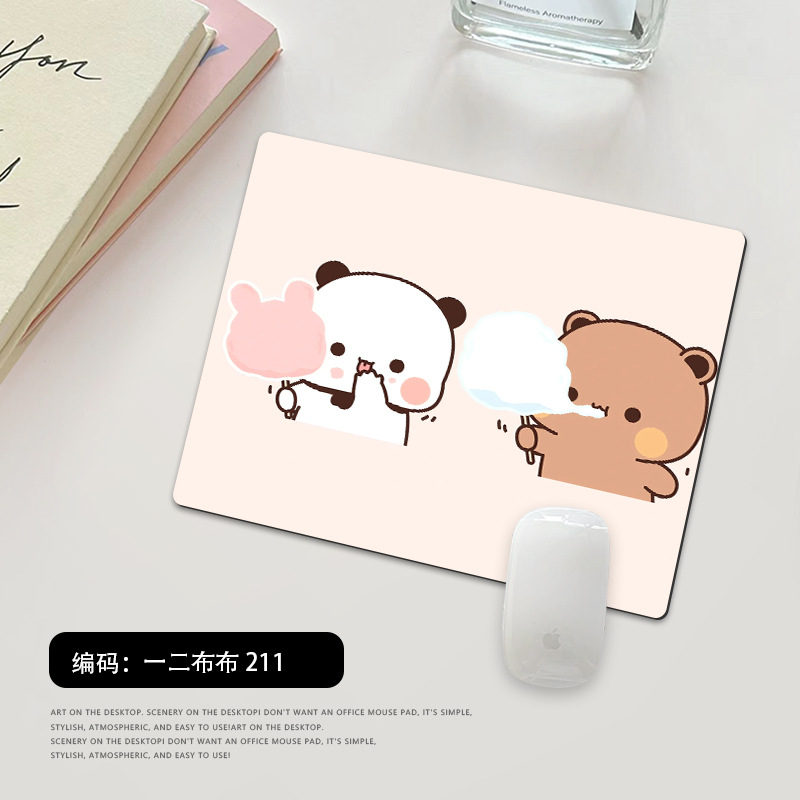 Picture of One or two cloth small size mouse pad office computer keyboard pad cartoon cute panda thick lock edge wrist pad
