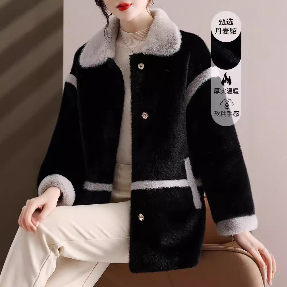 Picture of All-Net Low Price Imitation Mink Fur Fur One-Piece Leather Clothing Women's Clothing Thickened All-Match Fashion Trendy Coat